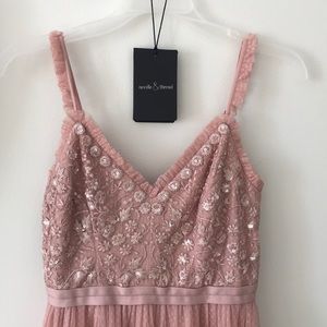 needle & thread cami strap embroidered maxi dress in rose pink